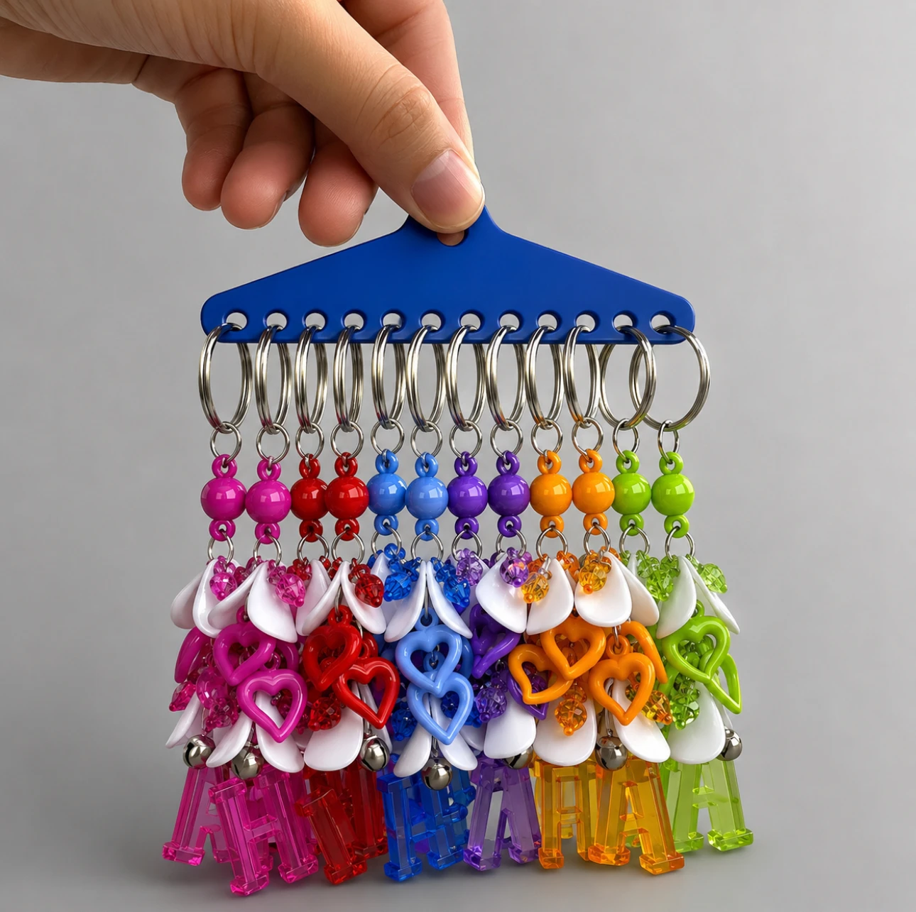12 Pieces Alphabet Plastic Keychain Set, Packaging Type: Packet, Size: 2 Inch Length