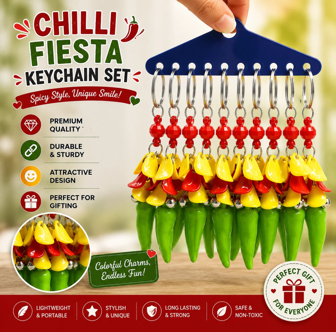 Chilli Fiesta Keychain Set 🌶️🔑