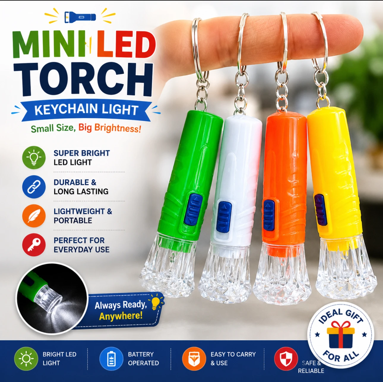 Mini LED Torch Keychain 🔦
