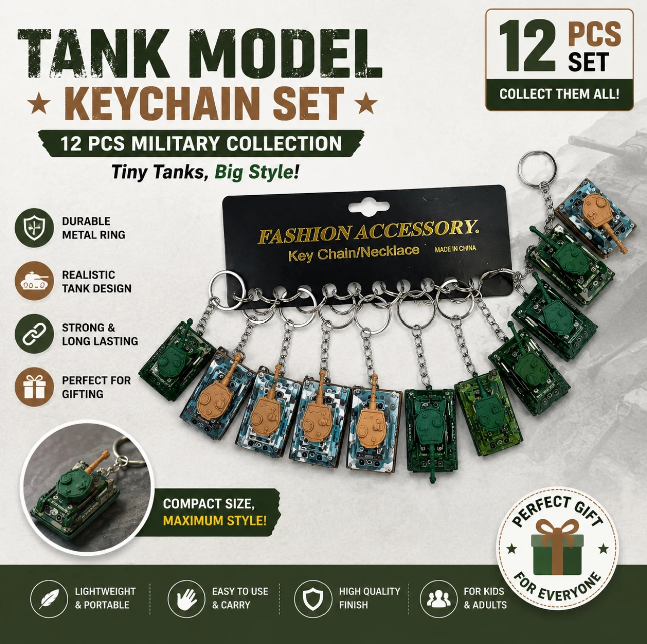 Miniature Tank Keychain 🚜🔑