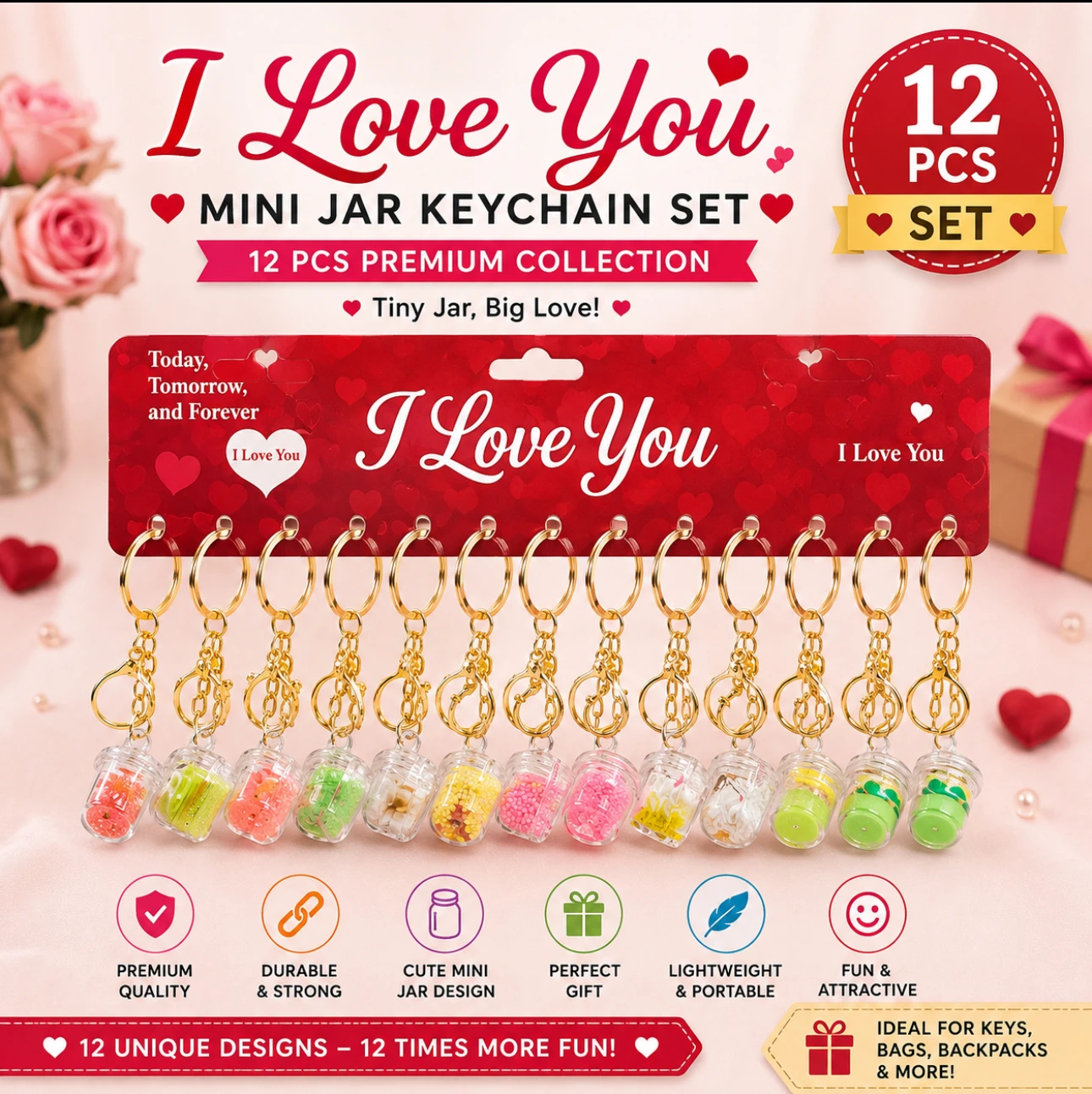 Mini ice Jar Keychain – 12 Pcs Set