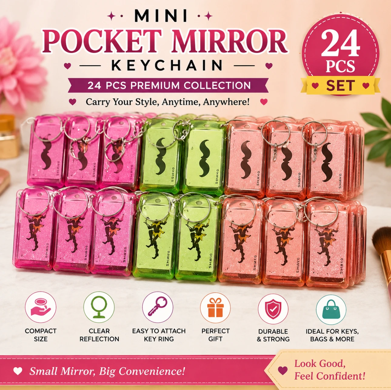 Mini Pocket patta  Keychain – 12PCS Set