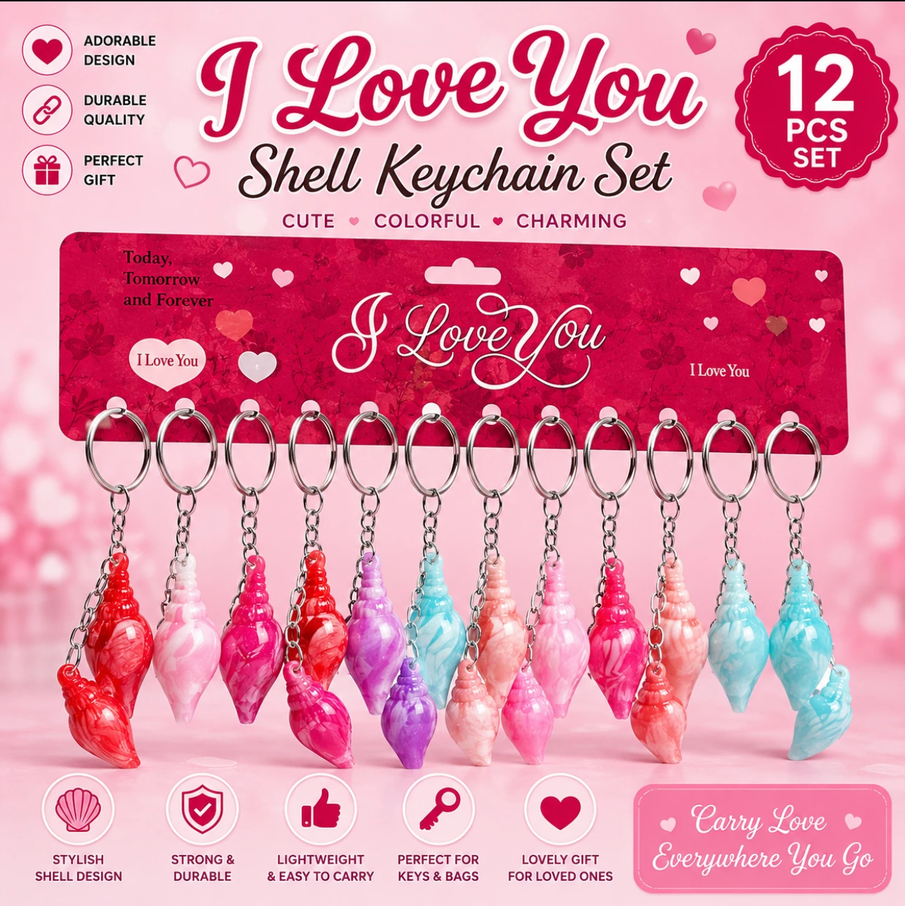 Shell Keychain – 12 Pcs Set