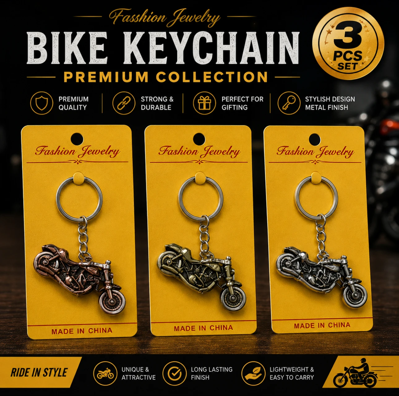 Premium Bike metal Keychain – 12Pcs Set
