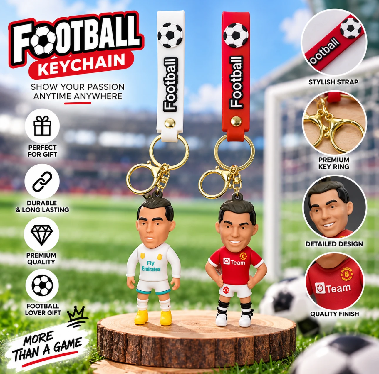 ronaldo big size silicone keychain