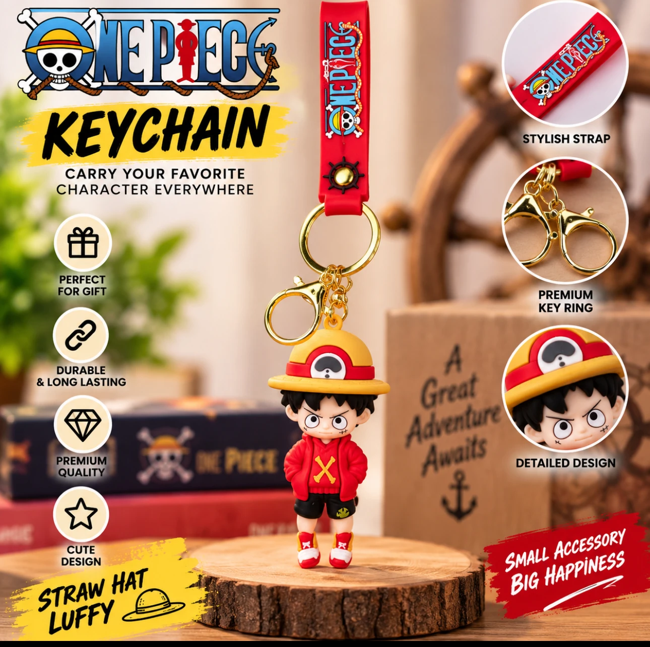luffy big size silicone keychain