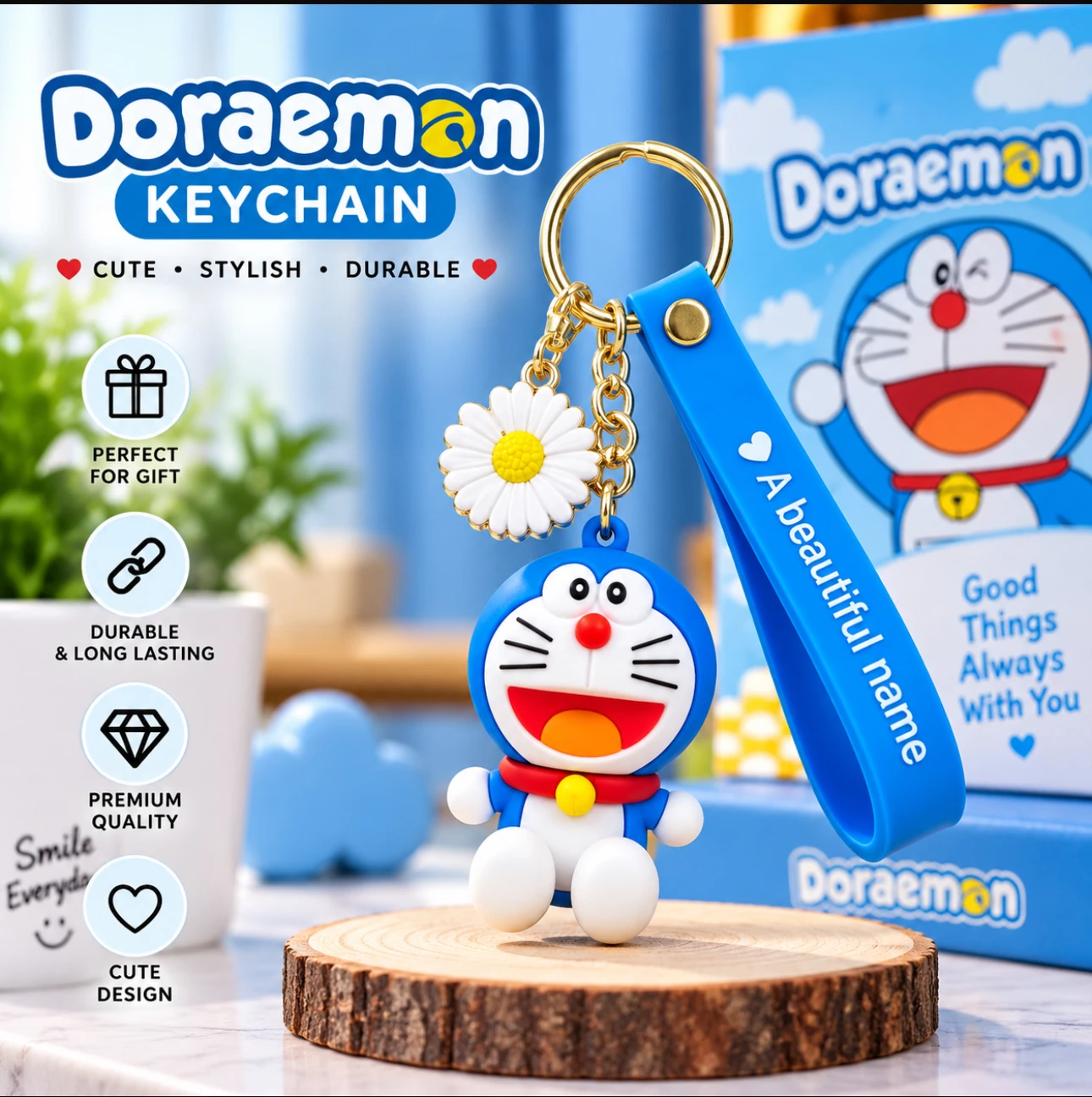 doraemon big size silicone keychain