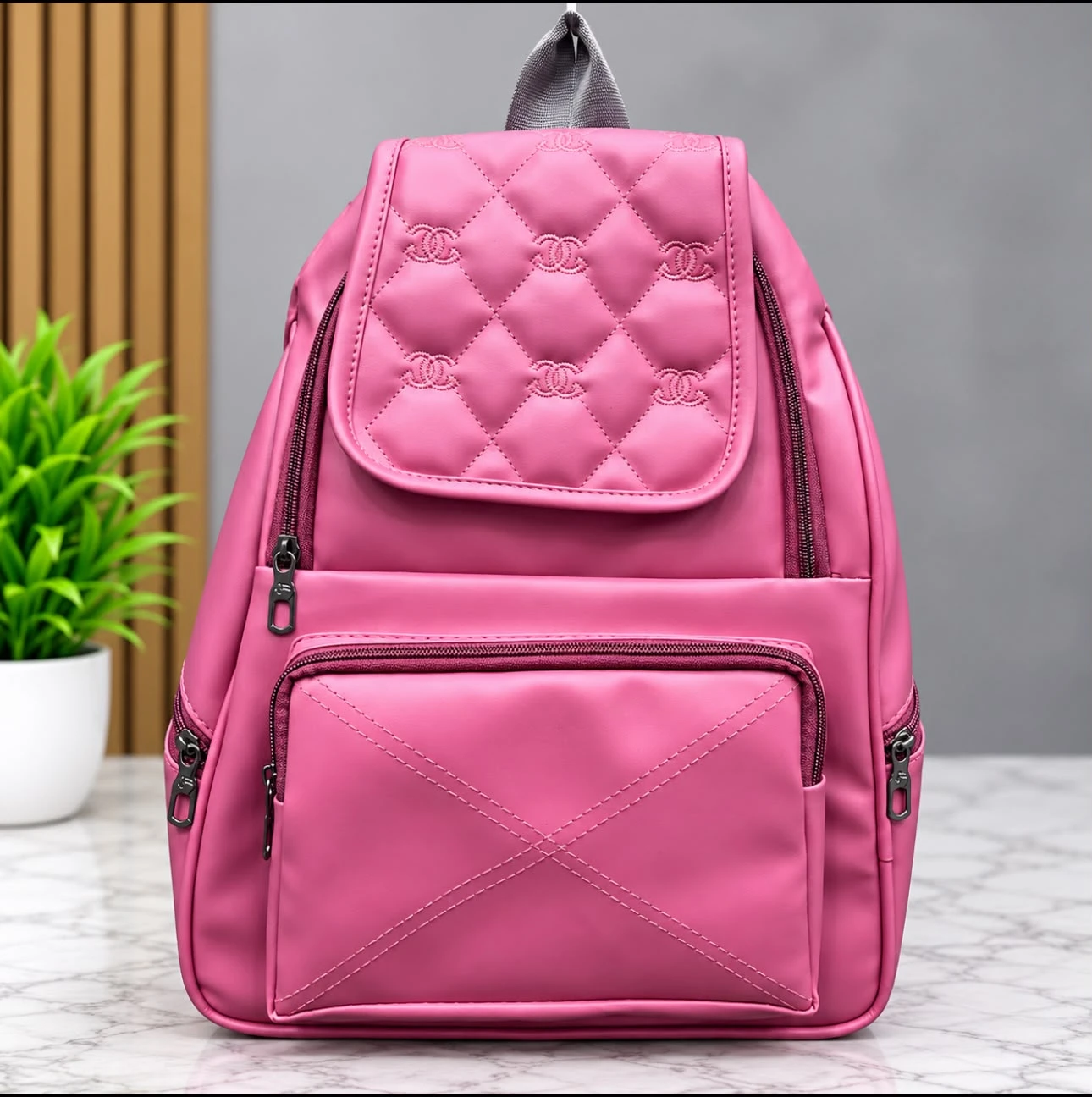 Trendy Women’s Quilted Soft Leather Travel Backpack